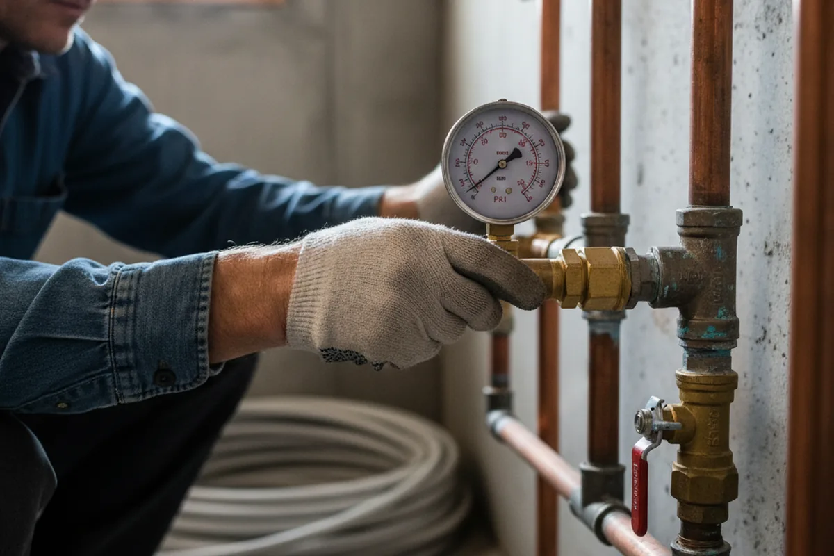 Pressure testing a repaired line during Water Line Repair in Bancroft